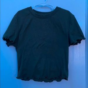 Olive Green ruffled shirt